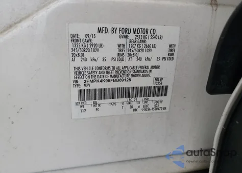 2015 Ford Edge Titanium из США, поврежденный, VIN 2FMPK4K95FBB89128